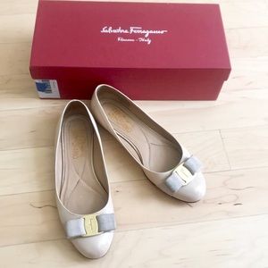 Salvatore Ferragamo Varina flats in New Bisque